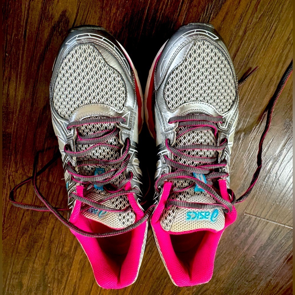 Asics Womens Gel Fortify T571N Silver Blue Pink Running Walking Shoes US Size 11